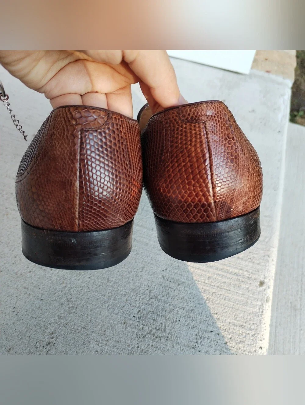 Mezlan Brown Lizard-Texture Leather Slip-On Loafers